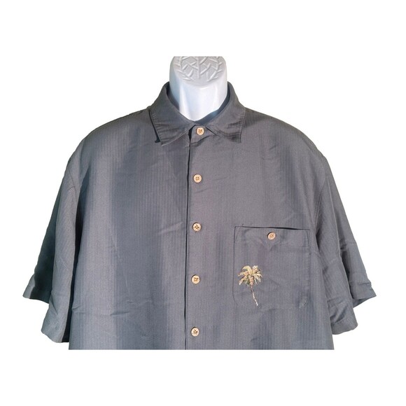 Carribean Men's Short Sleeve  Embroidered Wine RELAX Vacation Shirt XL Gray - Picture 2 of 6